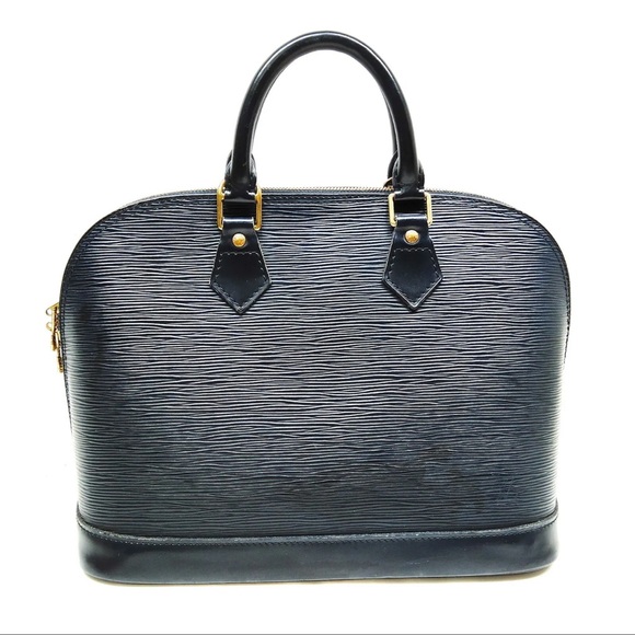 ❌❌SOLD❌❌AUTH Louis Vuitton LV Alma MM Handbag Bag Black Epi Leather Tote - Picture 2 of 9